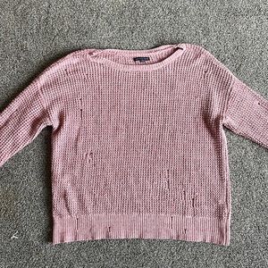 Pink American Eagle distressed sweater